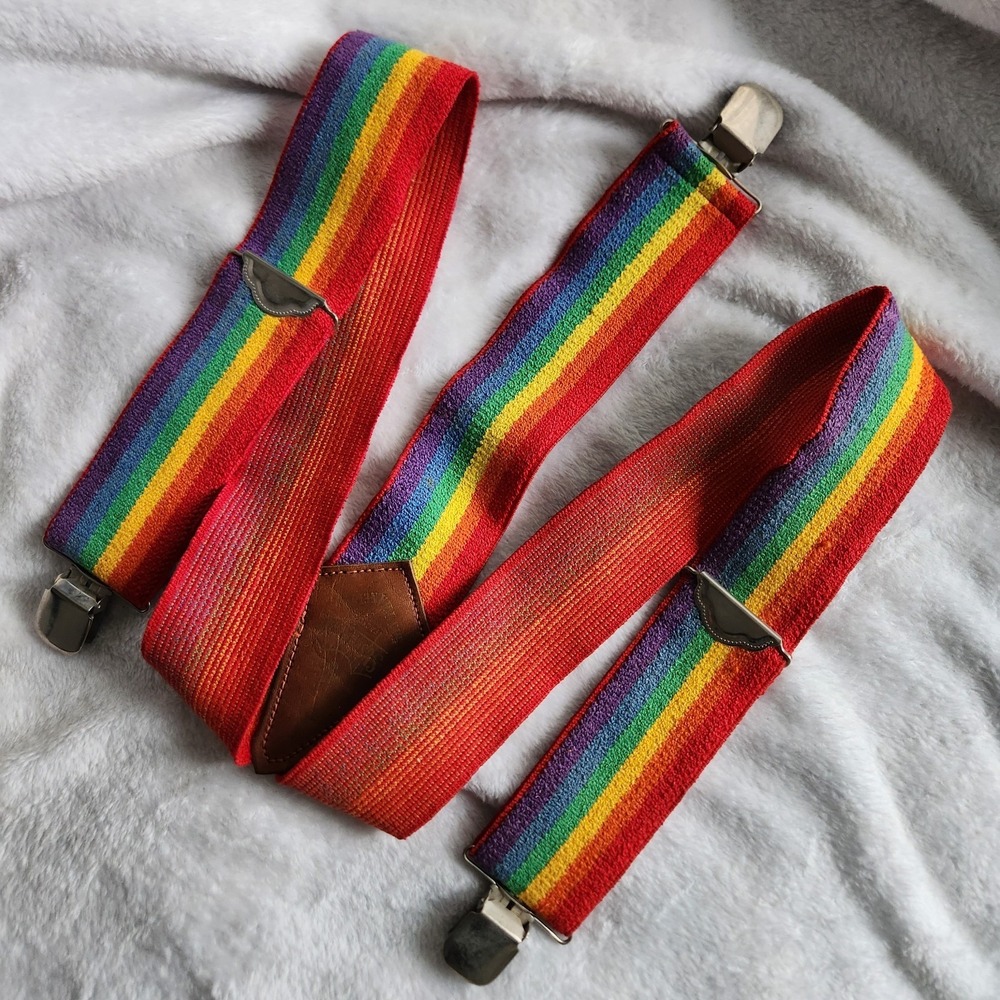 Vintage Suspenders San Francisco Suspender Factory Mens Adjustable Rainbow Pride